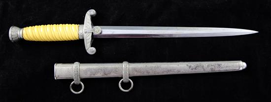 A German WWII Third Reich heer dress dagger, blade mark for A.W. Solingen, overall 15.75in.